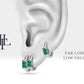 Cartilage Hoop Oval Cut Emerald Earring , Single Earring , 14K Yellow Solid Gold