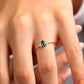 14K Yellow Gold Ring,Gold Band Ring,Marquise Cut Emerald and Diamond Ring