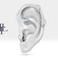 Cartilage Hoop , 3 Baguette Cut Diamond Clicker , Single Earing , 14K Solid Gold
