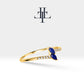 14K Yellow Solid Gold Ring,Marquise Cut Sapphire Ring with Diamond,Multi Stone Ring
