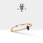 14K Yellow Solid Gold Ring,Straight Shank Ring,Marquise Cut Sapphire Ring