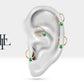 Cartilage Hoop Pear Cut Emerald Clicker , Single Earring 14K Solid Gold,16G(1.2mm)