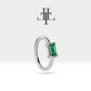 Hoop Baguette Cut Emerald Piercing  14K Gold Single Earring