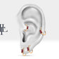 Hoop Baguette Cut Ruby Piercing  14K Gold Single Earring