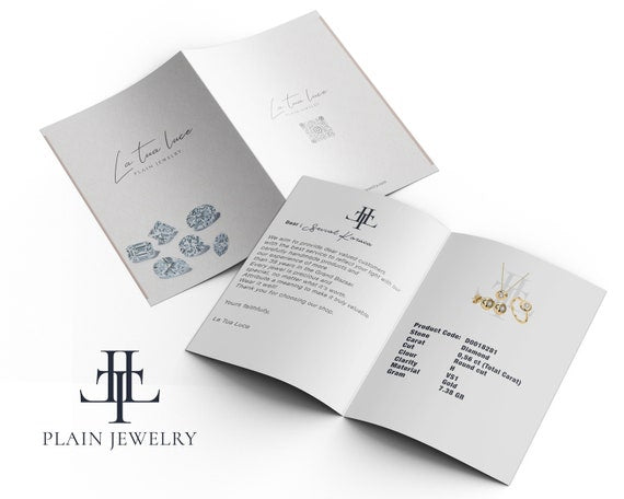 14K Gold 0.56 Ct Dainty Diamond Plain Jewelry Set , Diamond Jewelry Set