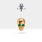 Cartilage Tragus Skull Design Green Garnet  Piercing,Single Daith Stud Earring ,14K Gold