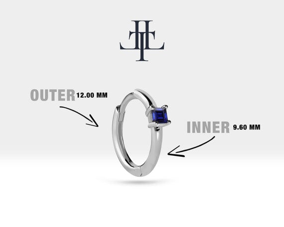 Princess Cut Sapphire Solid Gold Earring
