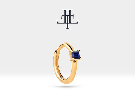 Princess Cut Sapphire Solid Gold Earring