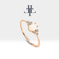 Drop Opal and Diamond Bract Design Ring Rose Gold 14K Gold
