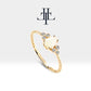 Drop Opal and Diamond Bract Design Ring Rose Gold 14K Gold