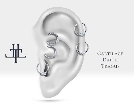 Cartilage Hoop Princess Cut Diamond Clicker Single Earring