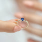 Dainty Ring Sapphire Baguette cut with Sprinkled Diamonds 14K Gold
