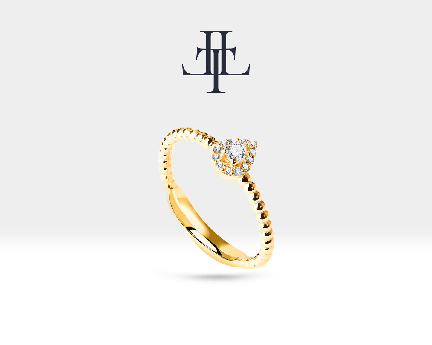 Drop Diamond Gold 14K Handmade Ring Minimal Ring