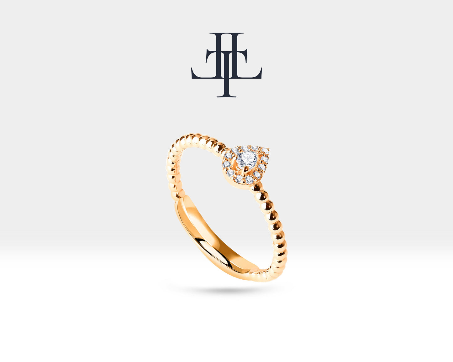 Drop Diamond Gold 14K Handmade Ring Minimal Ring