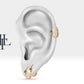 Hoop Earring ,Round Cut Green Garnet Single Lobe Earring , 14K Solid Gold