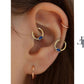 Cartilage Hoop Baguette Cut Sapphire Clicker,Single Earring,14K Yellow Solid Gold
