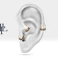 Cartilage Hoop Black Diamond Design Clicker Piercing,Single Earring,14K Yellow Gold,16G(1.2mm)