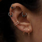 Cartilage Hoop Clicker,Four Round Black Diamond Clicker,Single Earring,14K Yellow Gold