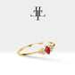 14K Yellow Solid Gold Ring,Straight Shank Ring,Marquise Cut Ruby Ring,Multi Stone