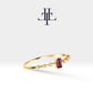 14K Yellow Solid Gold Ring ,Multi Stone Ring ,Baguette Cut Ruby with Diamond Ring