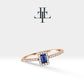 14K Yellow Solid Gold,Multi Stone Ring,Baguette Cut Sapphire and Diamond Ring