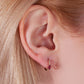 Oval Cut Ruby and Diamond Design Hoop Earring , 14K Solid Gold Earlobe Earring