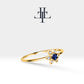 14K Yellow Solid Gold Band,Multi Stone Ring,Floral Design Ring,Sapphire and Diamond Ring