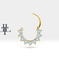 Cartilage Hoop Clicker with Nine Pieces Diamond,Single Earring,14K Solid Gold,16G(1.2mm)