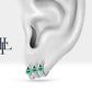 Pear Cut Emerald and Diamond Design Earring , 14K Solid Gold Earlobe Earring