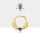 Cartilage Hoop,Leaf Design Black Diamond Clicker Piercing,14K Yellow Solid Gold,16G(1.2mm)