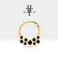 Cartilage Hoop Black Diamond Design Clicker Piercing,Single Earring,14K Yellow Gold,16G(1.2mm)