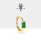 Cartilage Hoop Oval Cut Emerald Earring , Single Earring , 14K Yellow Solid Gold