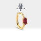 Oval Cut Ruby and Diamond Design Hoop Earring , 14K Solid Gold Earlobe Earring