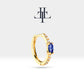 Huggie Hoop Earring ,  Marquise Cut Sapphire and Diamond Earring , 14K Yellow Solid Gold