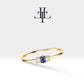 14K Yellow Solid Gold Band,Multi Stone Ring,Baguette Cut Sapphire and Diamond Ring