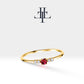 14K Yellow Solid Gold Band,Multi Stone Ring,Round Cut Ruby and Diamond Ring