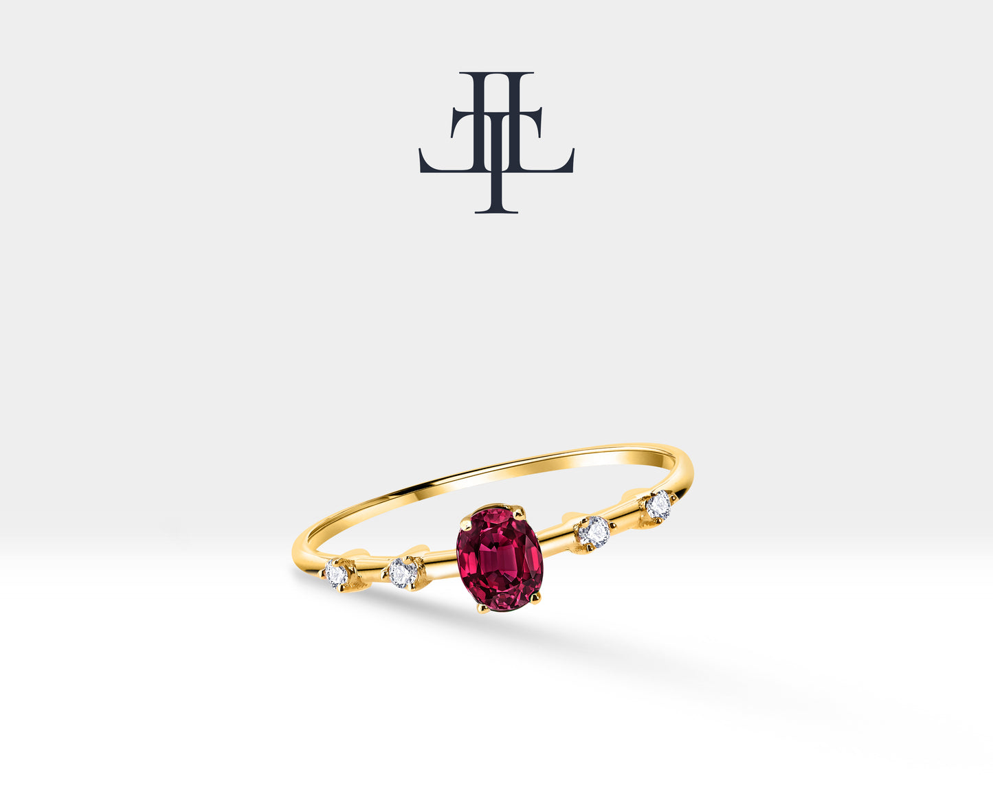 14k solid gold ring with oval ruby and natural tiny diamond, you can prefer for mothers or wife