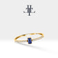 14K Yellow Solid Gold,Multi Stone Ring,Baguette Cut Sapphire and Diamond Ring