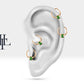 Cartilage Hoop , Baguette Cut Emerald Clicker Piercing , Single Earring , 14K Solid Gold